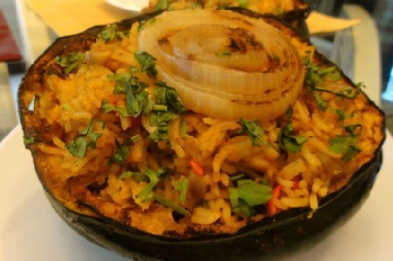 Roasted acorn squash biryani