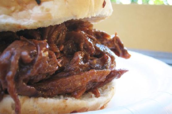 Barbecued pulled beef sandwiches