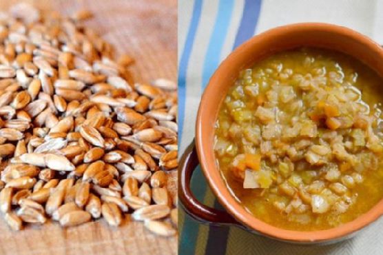 Farro & leek soup