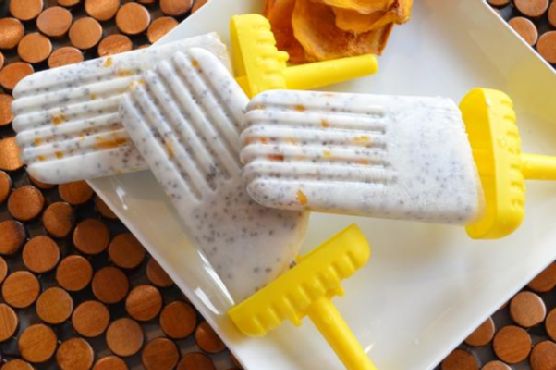 Vegan mango chia coconut ice pops