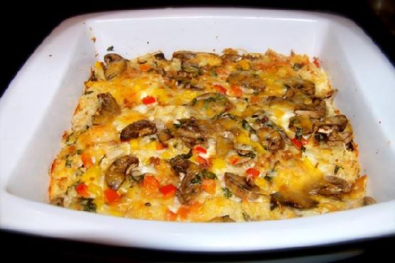 Figure friendly mushroom and bacon strata