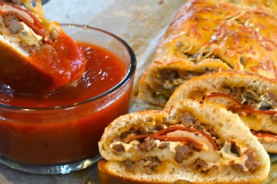 Sausage & pepperoni stromboli