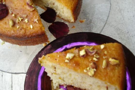 Lemon rosewater pistachio cake