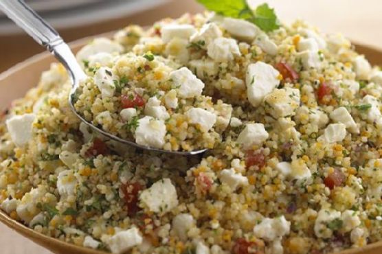 Crumbled feta couscous salad