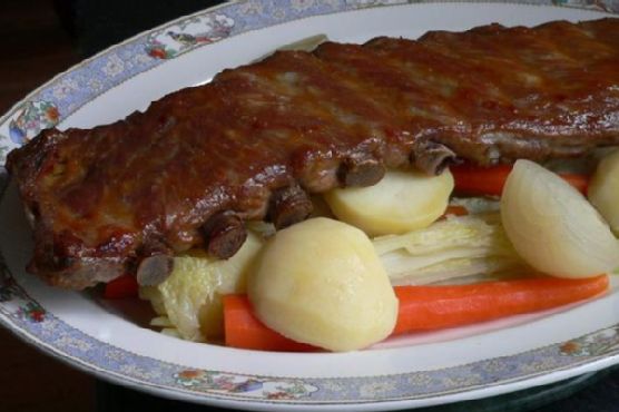 Corned beef ribs with brown sugar and mustard glaze