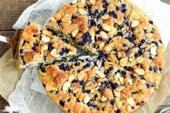 Gluten-free almond blueberry coffee cake