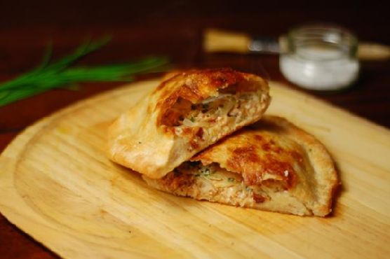 Smoked salmon mascarpone calzone