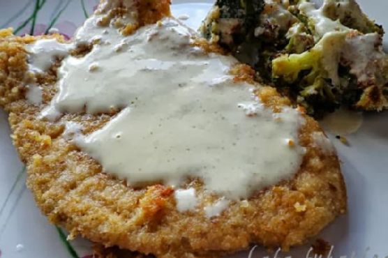 Pork schnitzel tarragon cream sauce