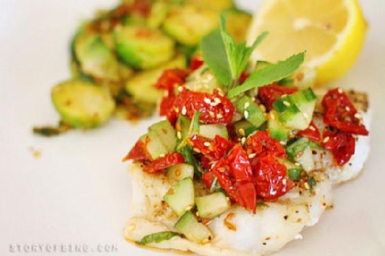 Grilled fish sun dried tomato relish