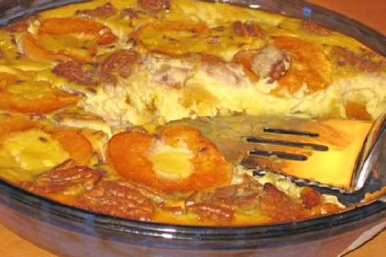 Apricot clafouti with lavender & pecans