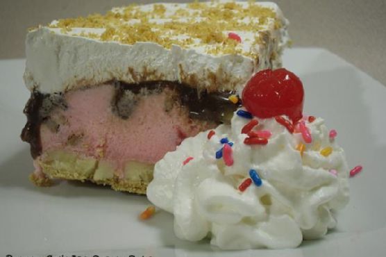 Banana split ice cream cake