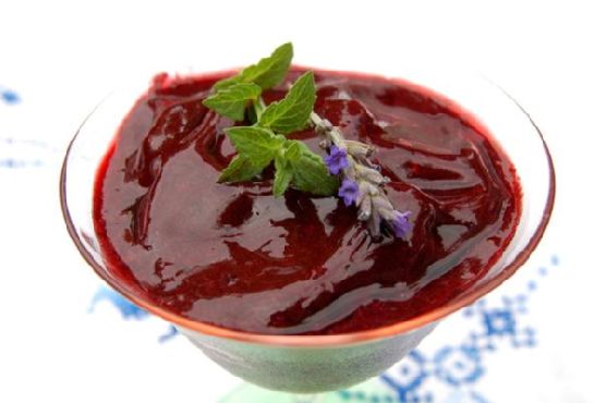 Wild blackberry sorbet with mint and lavender