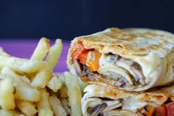 Philly cheesesteak grilled wraps