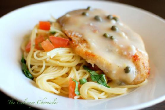 Chicken piccata with angel hair pasta