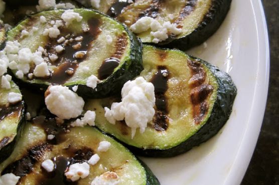 Grilled zucchini goat cheese balsamic-honey syrup