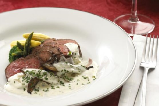 Beef tenderloin with mushroom alouette sauce