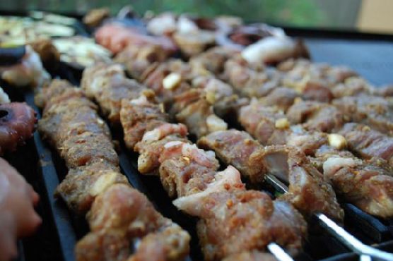 Yogurt marinated lamb skewers