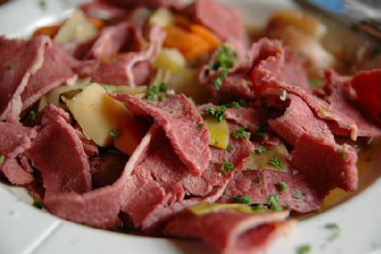 Corned beef and cabbage with irish mustard sauce