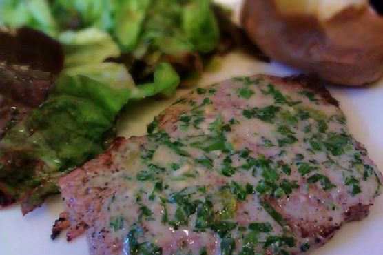 Steak with blue cheese sherry sauce