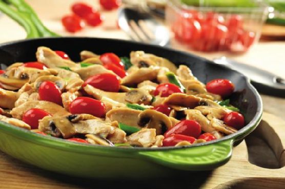 Chicken with grape tomatoes and mushrooms