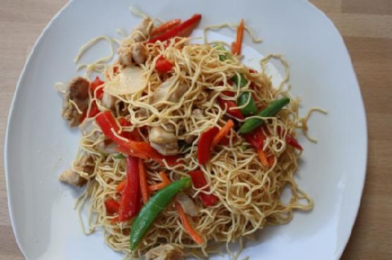 Chinese style chicken noodle stir fry