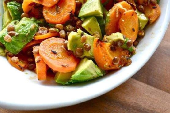 Ginger lentils with carrots and herbs