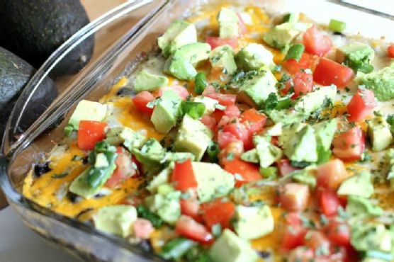 Cheesy chicken enchilada quinoa casserole