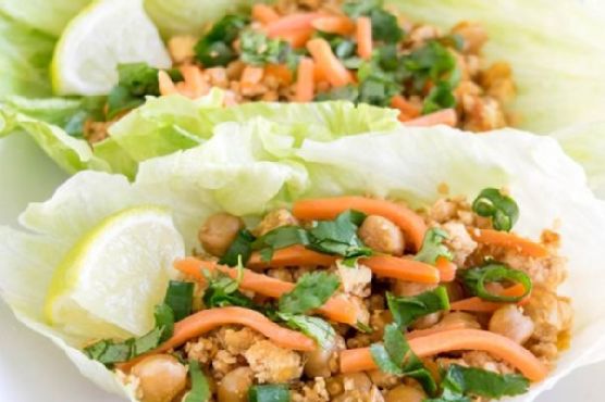 Tofu chickpeas lettuce wraps