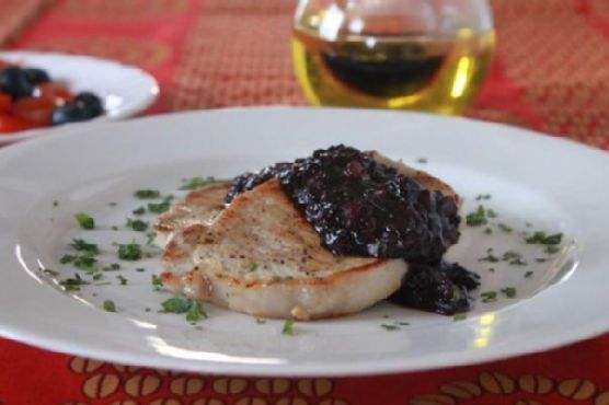 Pork with blueberry sauce