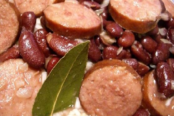 New orleans red beans and rice with andouille sausage