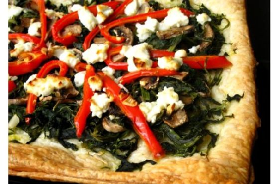 Vegetable tart with goat cheese