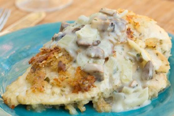 Chicken cordon bleu with mushroom sauce