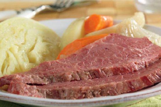 Slow cooked corned beef and cabbage