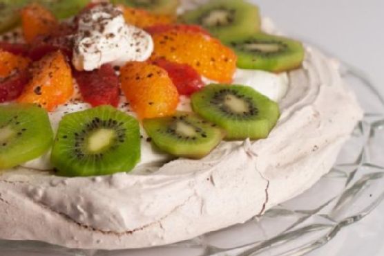 Chocolate pavlova with winter fruit