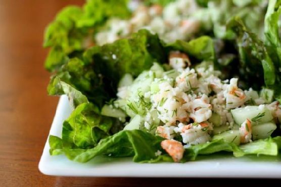 Shrimp cucumber lettuce wraps