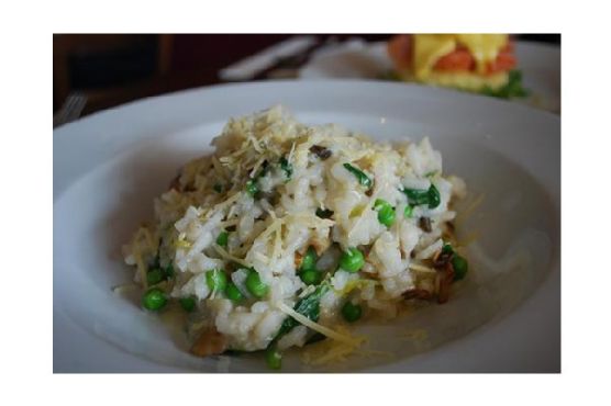 Mushroom-pea risotto