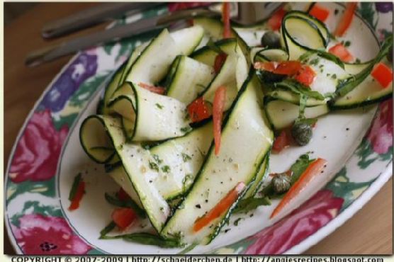 Zucchini ribbon caper salad