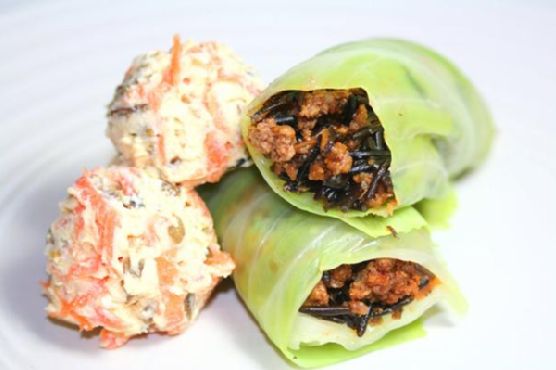 California wild rice & beef cabbage wrap with crunchy ricotta cheese