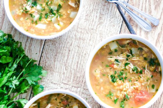 Red lentil soup with chicken and turnips