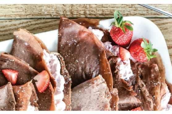 Strawberry cheesecake chocolate crepes