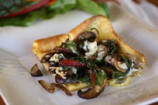 Swiss chard mushroom popover bake