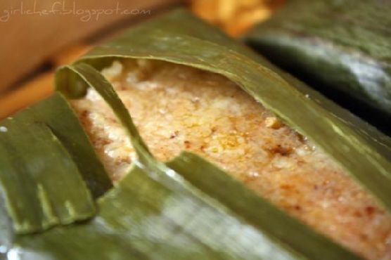 Salmon in banana leaf