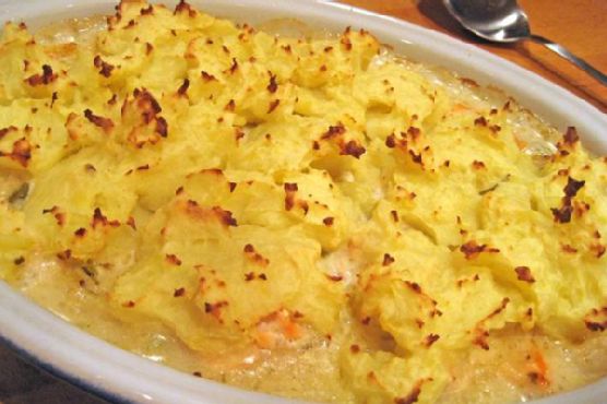 Fish pie with fresh and smoked salmon