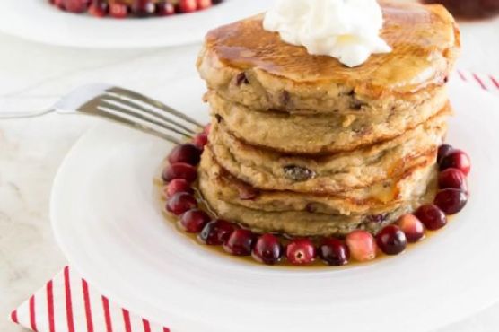 Caramelized cranberries coconut pancakes