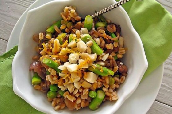 Meyer lemon scented farro and asparagus salad