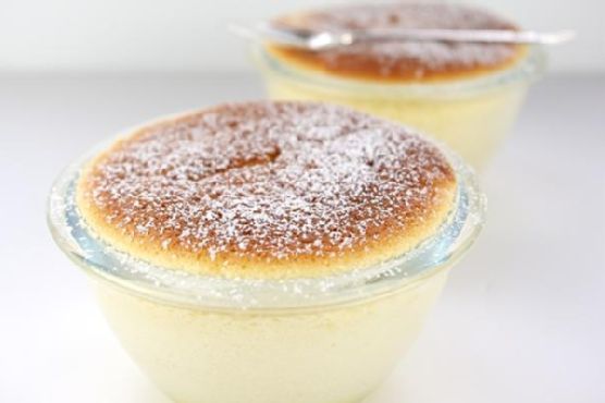 Luscious lemon soufflé pudding