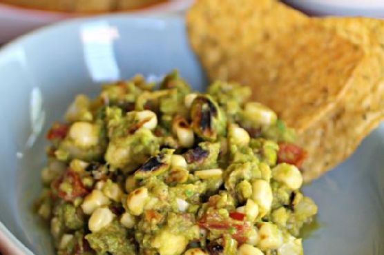 Grilled guacamole with pistachios