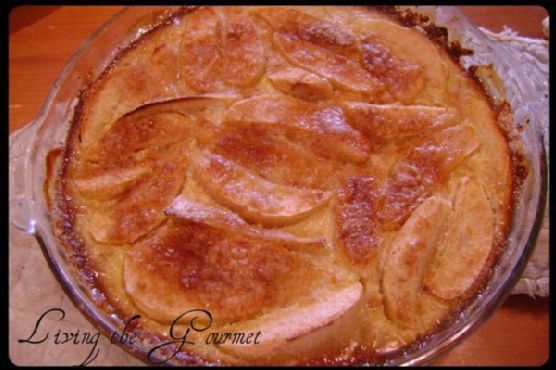 Apple custard pie with oatmeal crust