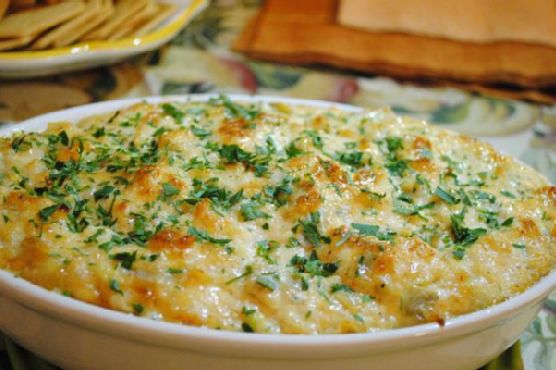 Hot artichoke crab dip