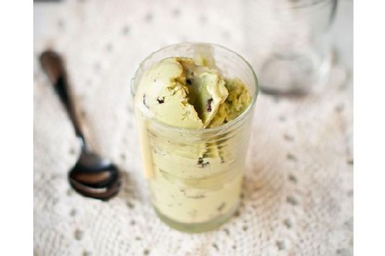 Avocado chocolate bits frozen yogurt